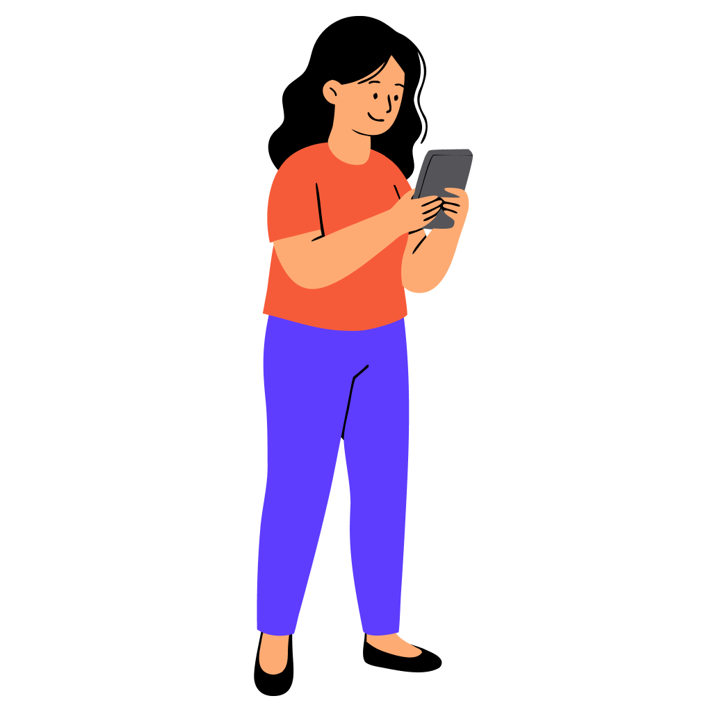 A woman using her phone.